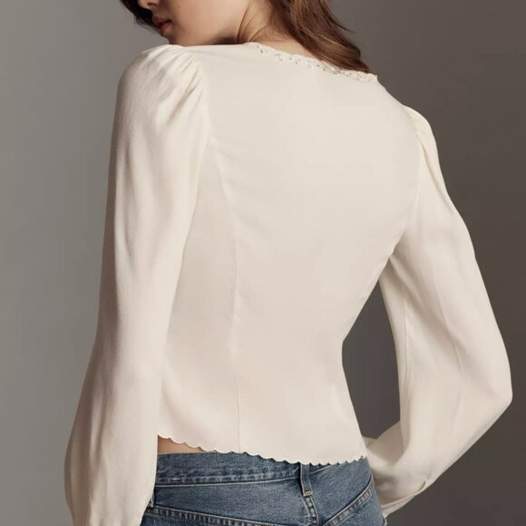 Reformation Vivia Scalloped Bow Top – Size 12 (fits like 10) – NWT - Picture 3 of 5